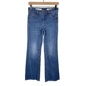 Anthropologie Pilcro Jeans Womens 26 High Rise Flare Raw Hem Seamed Stretch